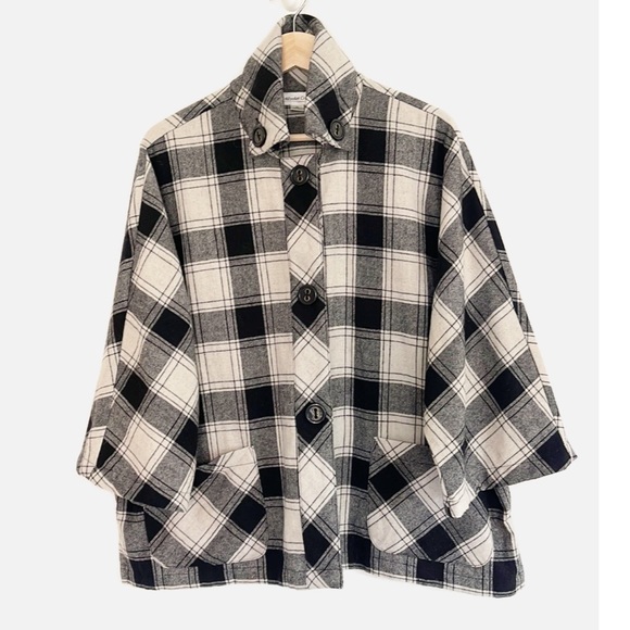 Coldwater Creek plaid wool blend shacket M - Picture 1 of 10